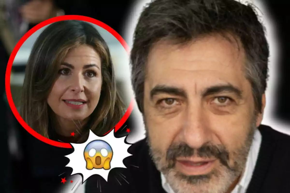 Muntatge de fotos de primer pla de Juan del Val i Nuria Roca amb un emoji de sorpresa al costat.