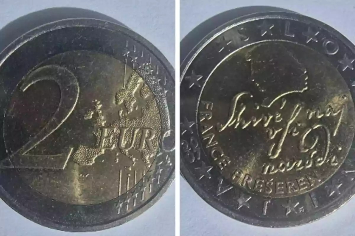 Moneda de 2 euros amb disseny especial al revers.