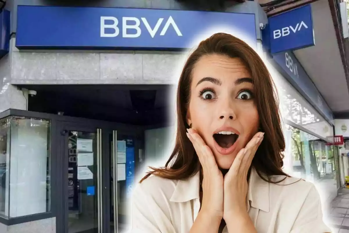 Dona sorpresa davant una sucursal de BBVA.