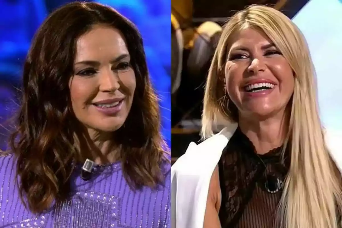 Muntatge de fotos d'Olga Moreno i Ana Luque al plató de 'Supervivientes' a Telecinco Muntatge de fotos d'Olga Moreno i Ana Luque al plató de 'Supervivientes' a Telecinco