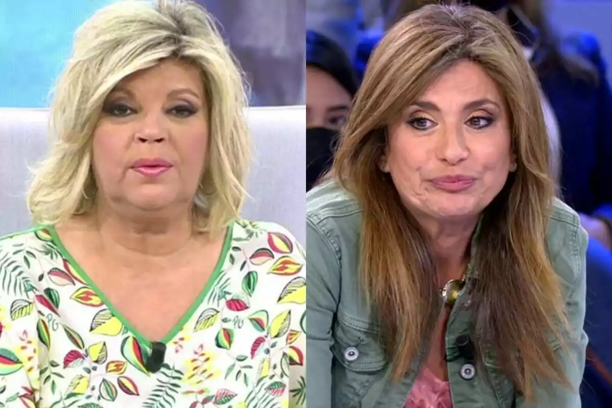 Muntatge de fotos de Terelu Campos i Gema López al plató de 'Sálvame' a Telecinco