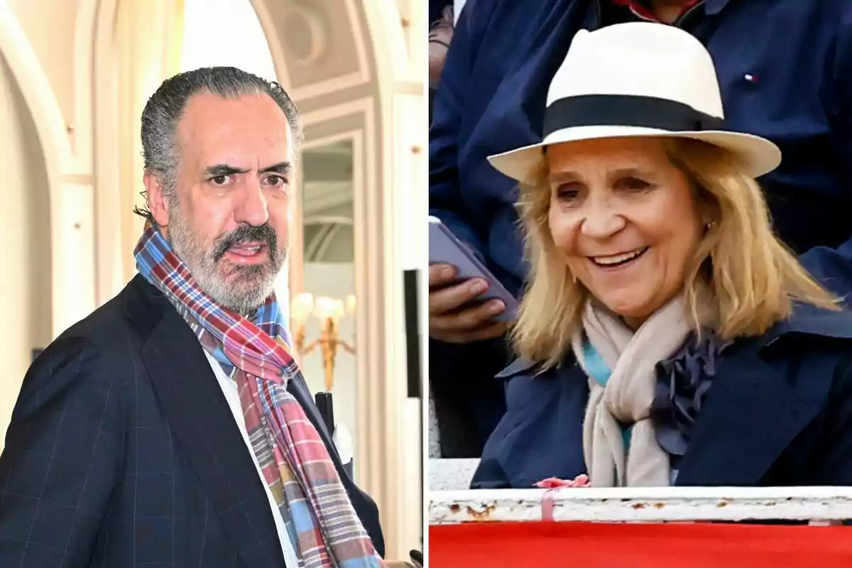Jaume de Marichalar i la Infanta Elena posant en diferents entorns, una amb bufanda i una altra amb barret. Jaume de Marichalar i la Infanta Elena posant en diferents entorns, una amb bufanda i una altra amb barret.