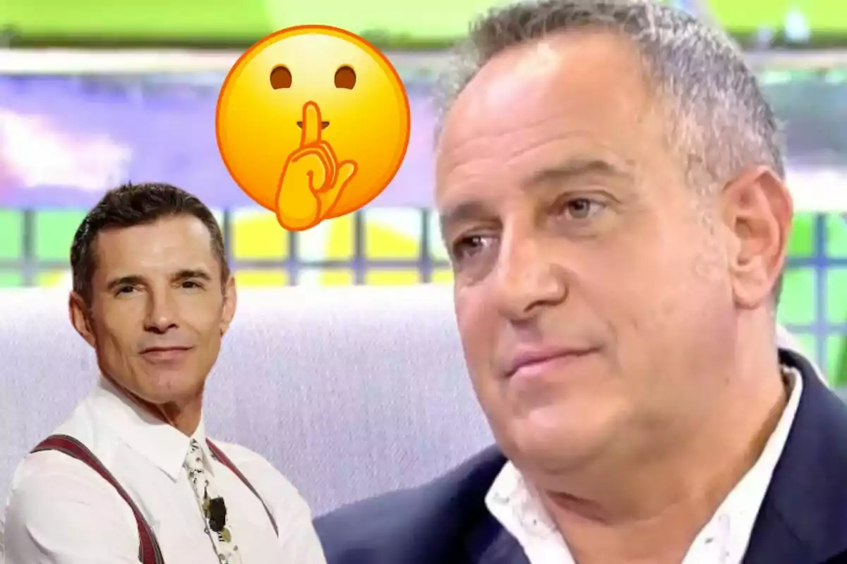 Jesús Vázquez i Víctor Sandoval a 'Sálvame' amb un emoji de silenci sobreposat.