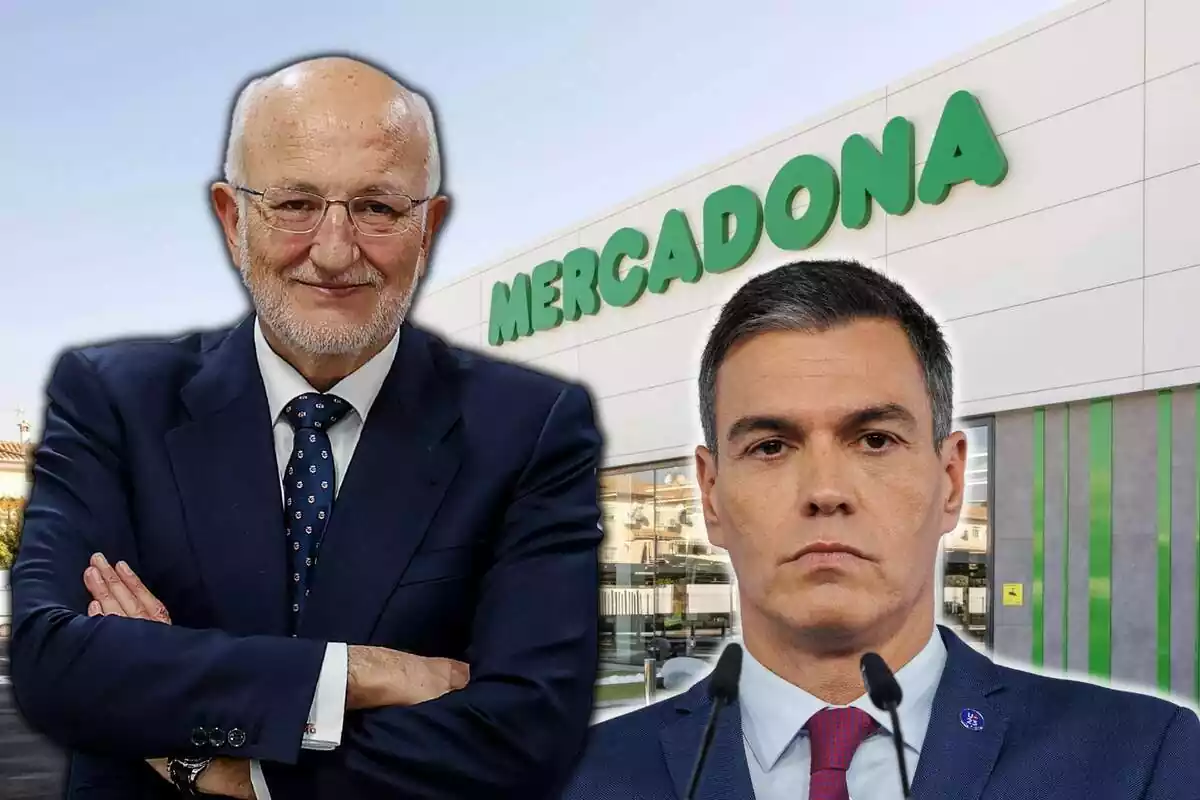 Muntatge de Joan Roig (president de Mercadona) amb Pedro Sánchez