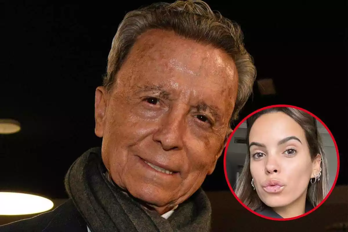 Muntatge amb un primer pla de José Ortega Cano somrient i Gloria Camila Ortega traient llavis amb un herpes