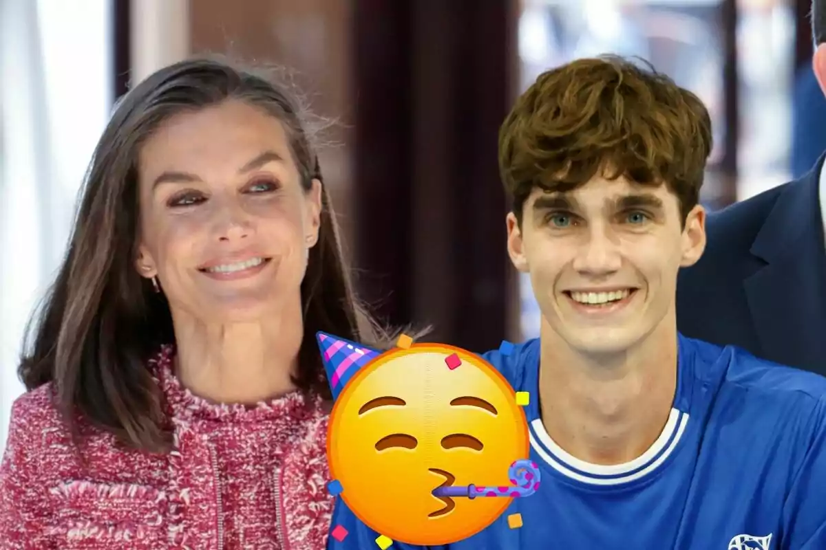 Letizia i Pablo Urdangarin somrients amb un emoji de festa al centre.