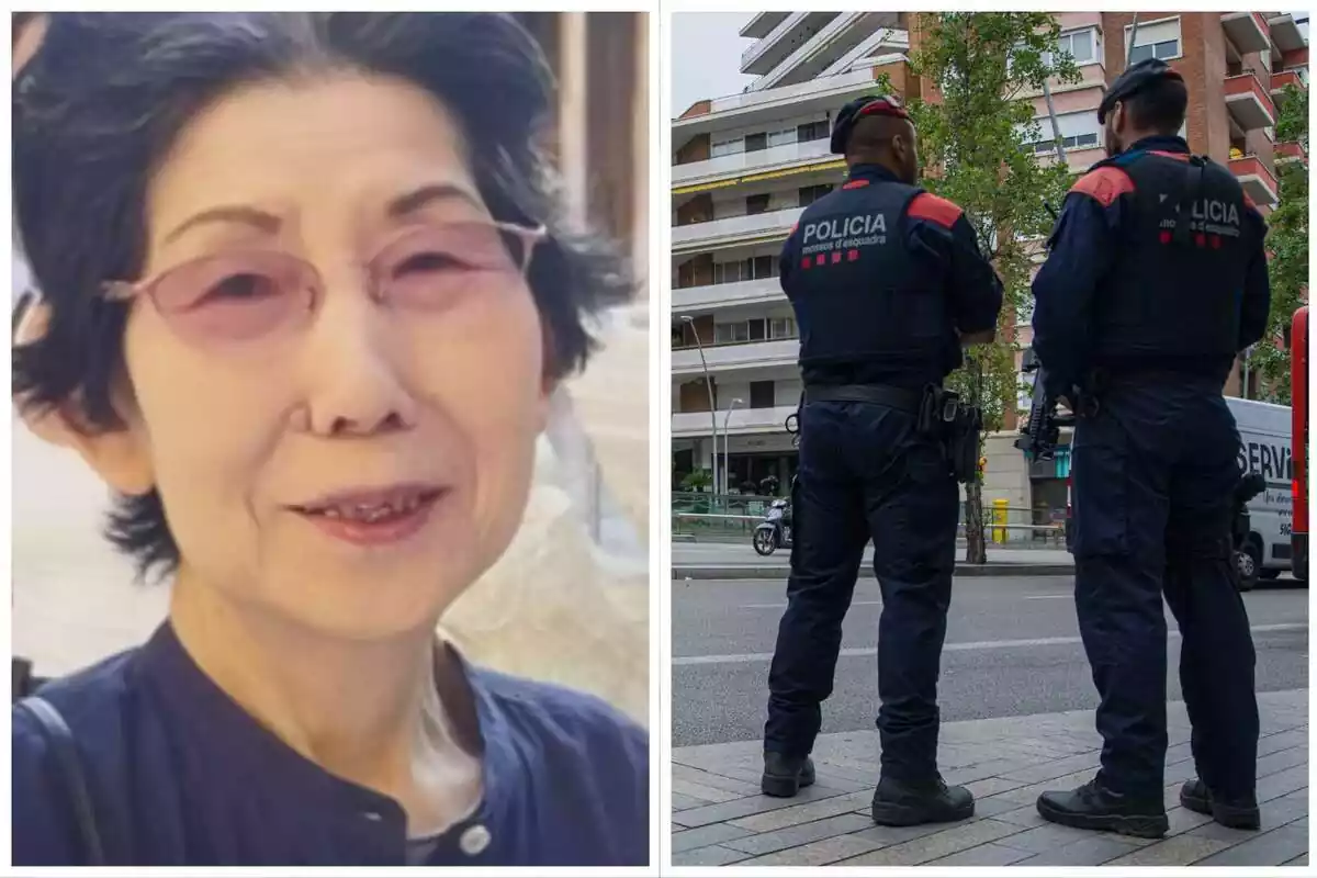 Muntatge fotogràfic entre una imatge d'una dona desapareguda a Barcelona i una imatge dels Mossos d'Esquadra