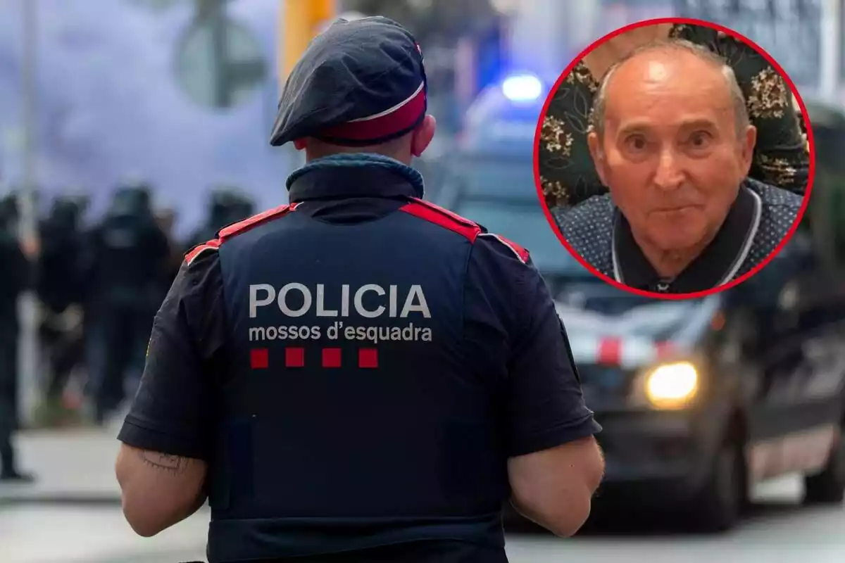 Muntatge fotogràfic entre una imatge d'un agent dels Mossos d'Esquadra i la imatge d'un desaparegut