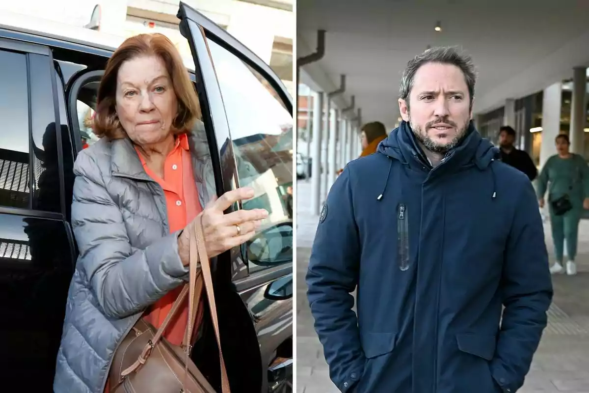 Natalia Figueroa surt d'un cotxe mentre Manuel Martos camina per un passadís a l'aire lliure. Natalia Figueroa surt d'un cotxe mentre Manuel Martos camina per un passadís a l'aire lliure.