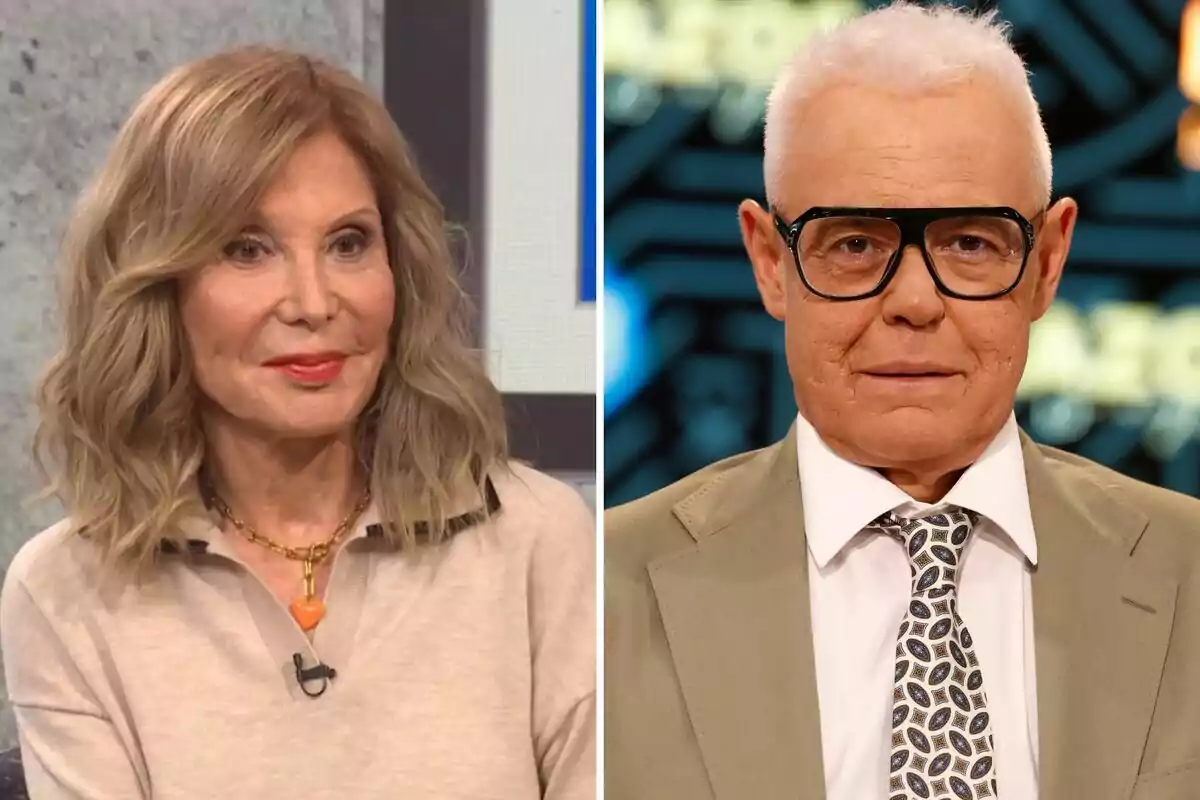 Pilar Eyre i Jordi González posant en un entorn d'estudi, una dona amb cabell ros i un home amb cabell blanc i ulleres. Pilar Eyre i Jordi González posant en un entorn d'estudi, una dona amb cabell ros i un home amb cabell blanc i ulleres.