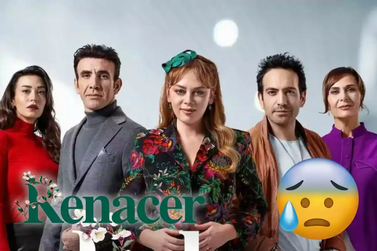 Els personatges de la sèrie posen juntes amb el logotip de "Renacer" i un emoji de cara preocupada.