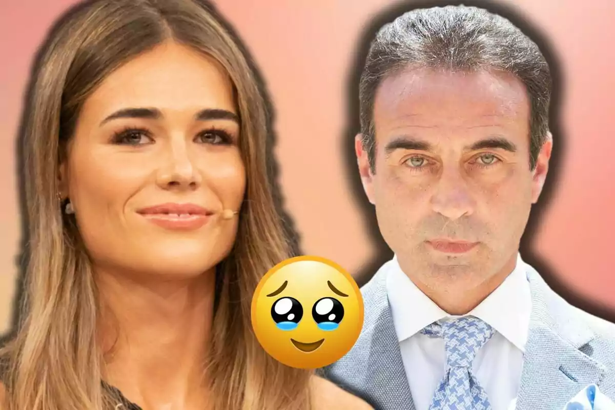 Ana Soria i Enrique Ponce posen junts amb un emoji de carona tendra entre ells sobre un fons degradat.