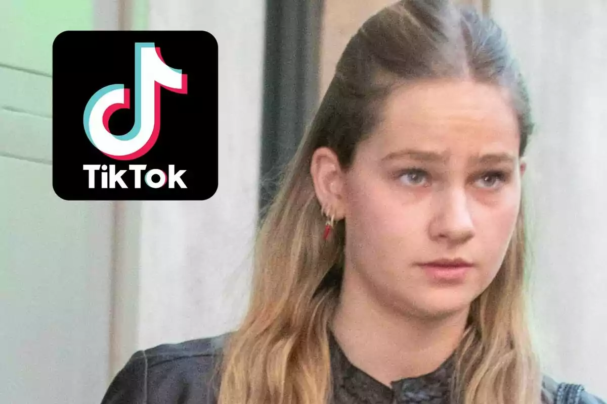 Irene Urdangarin amb cabell llarg i ros apareix al costat del logotip de TikTok.