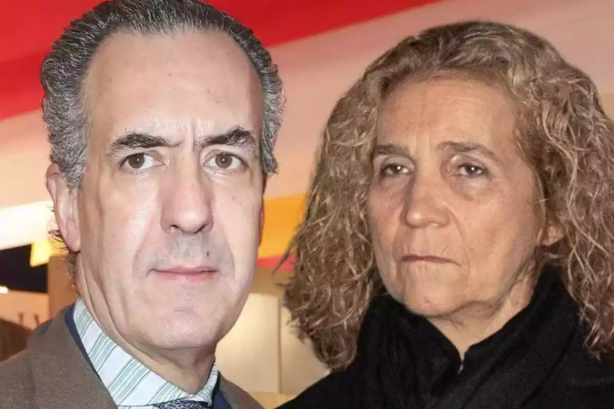 Muntatge en primer pla de Jaume de Marichalar i la infanta Elena seriosos