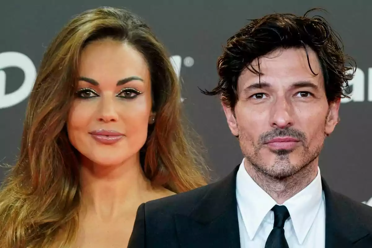 Lara Álvarez i Andrés Velencoso posen junts en un esdeveniment formal, tots dos amb expressions serioses i elegants.