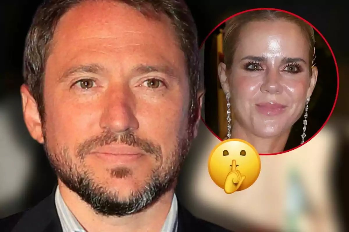 Manuel Martos en primer pla i Amelia Bono en un cercle vermell amb un emoji de silenci.