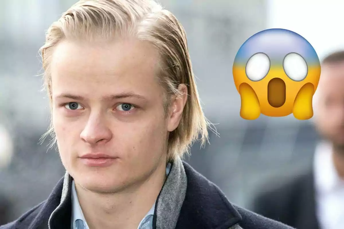 Marius Borg con expresión seria, acompañado de un emoji de sorpresa.