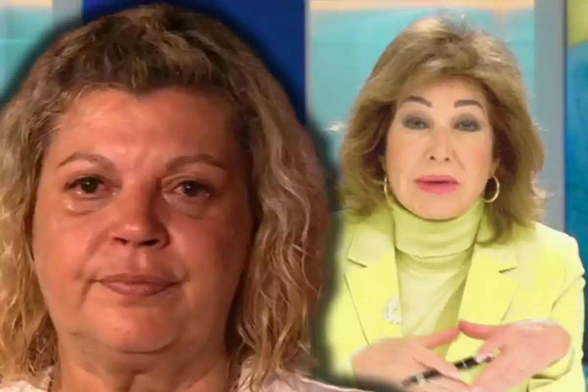 Terelu Campos i Ana Rosa Quintana apareixen a la imatge, una en primer pla amb expressió seriosa i l'altra al fons amb un gest de parlar, ambdues en un entorn d'estudi de televisió.