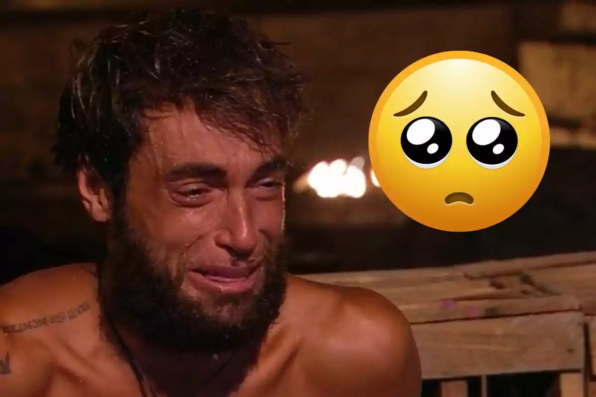 Montoya plorant al costat d’un emoji de carona trista amb ulls grossos