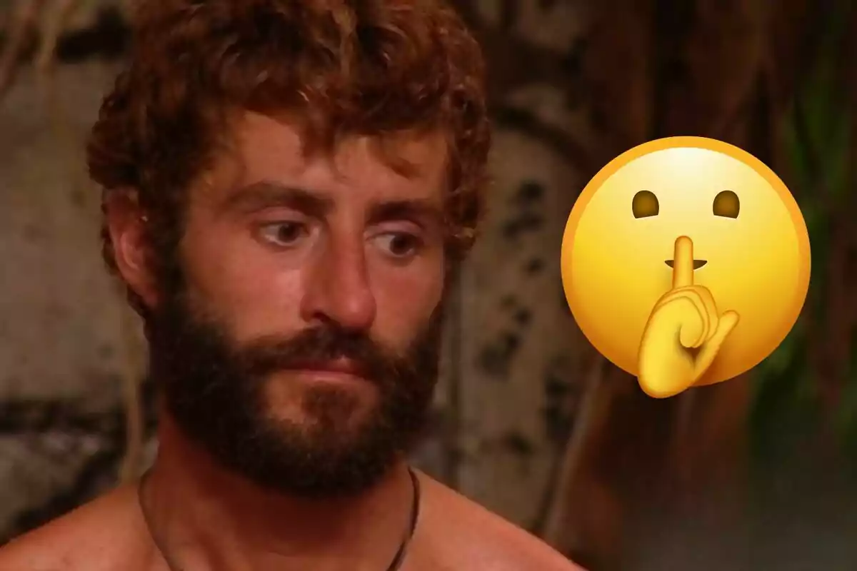 Pelayo Díaz amb expressió seriosa al costat d'un emoji de silenci.