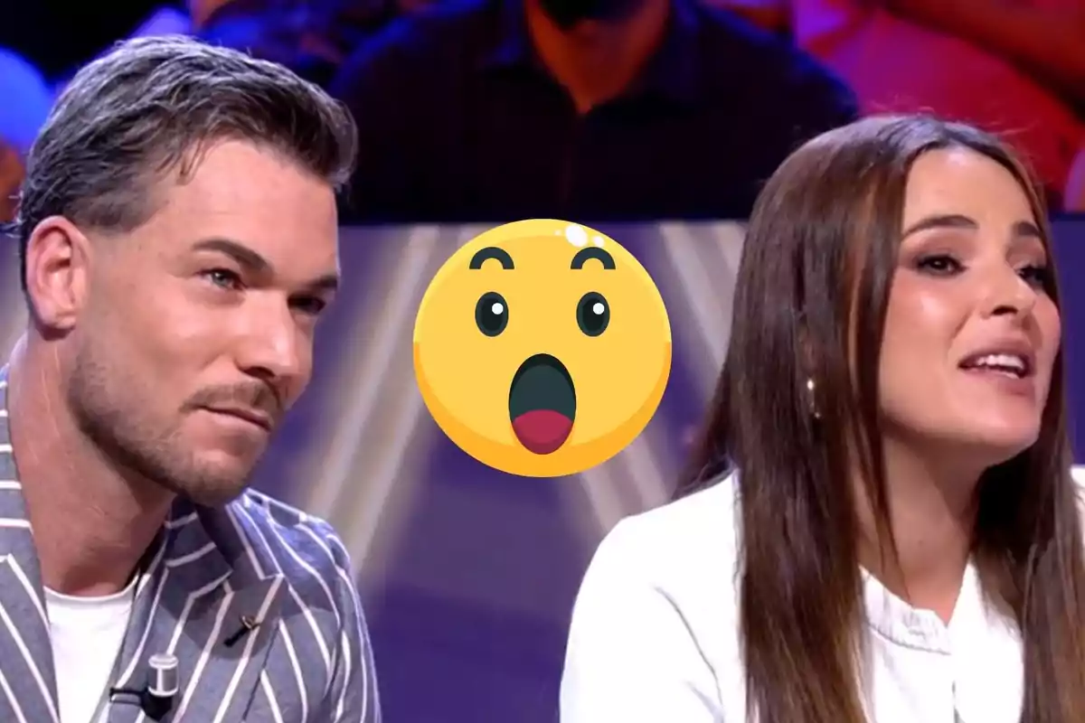 Edit with Tony Spina and Marta Peñate, serious on '¡De Viernes!', next to a surprised emoji