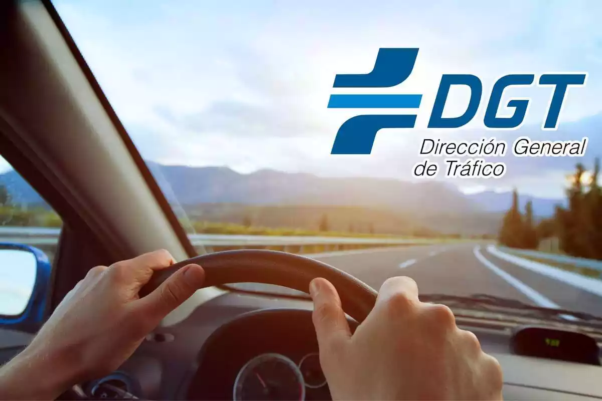 Muntatge amb persona conduint i logo de la DGT