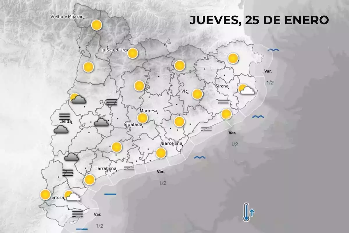 Mapa de símbolos del jueves, 25 de enero, por la mañana