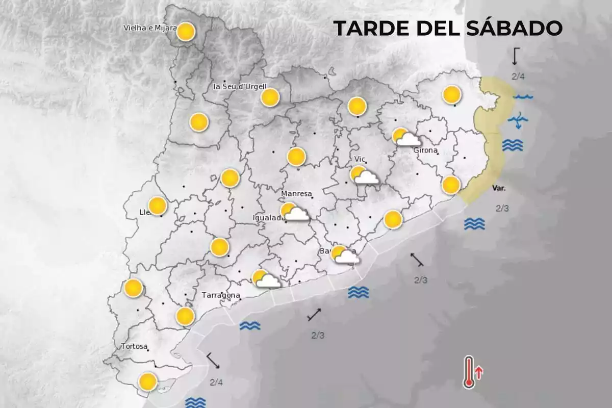 Previsión del Meteocat para el sábado por la tarde