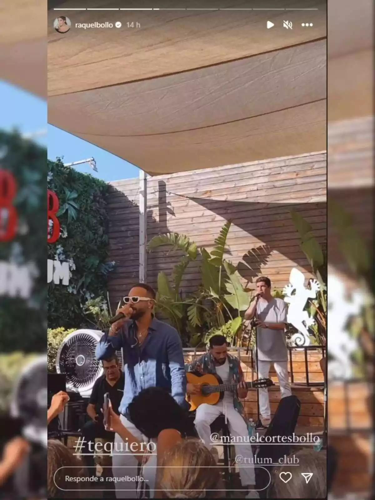 Storie de Raquel Bollo a Instagram al concert de Manuel Cortés a Tulum el 5 de juliol de 2023