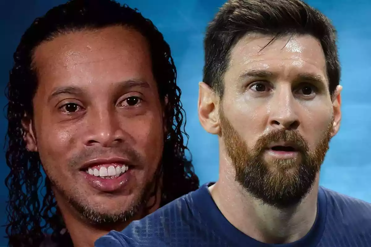 Montage of Ronaldinho with Messi
