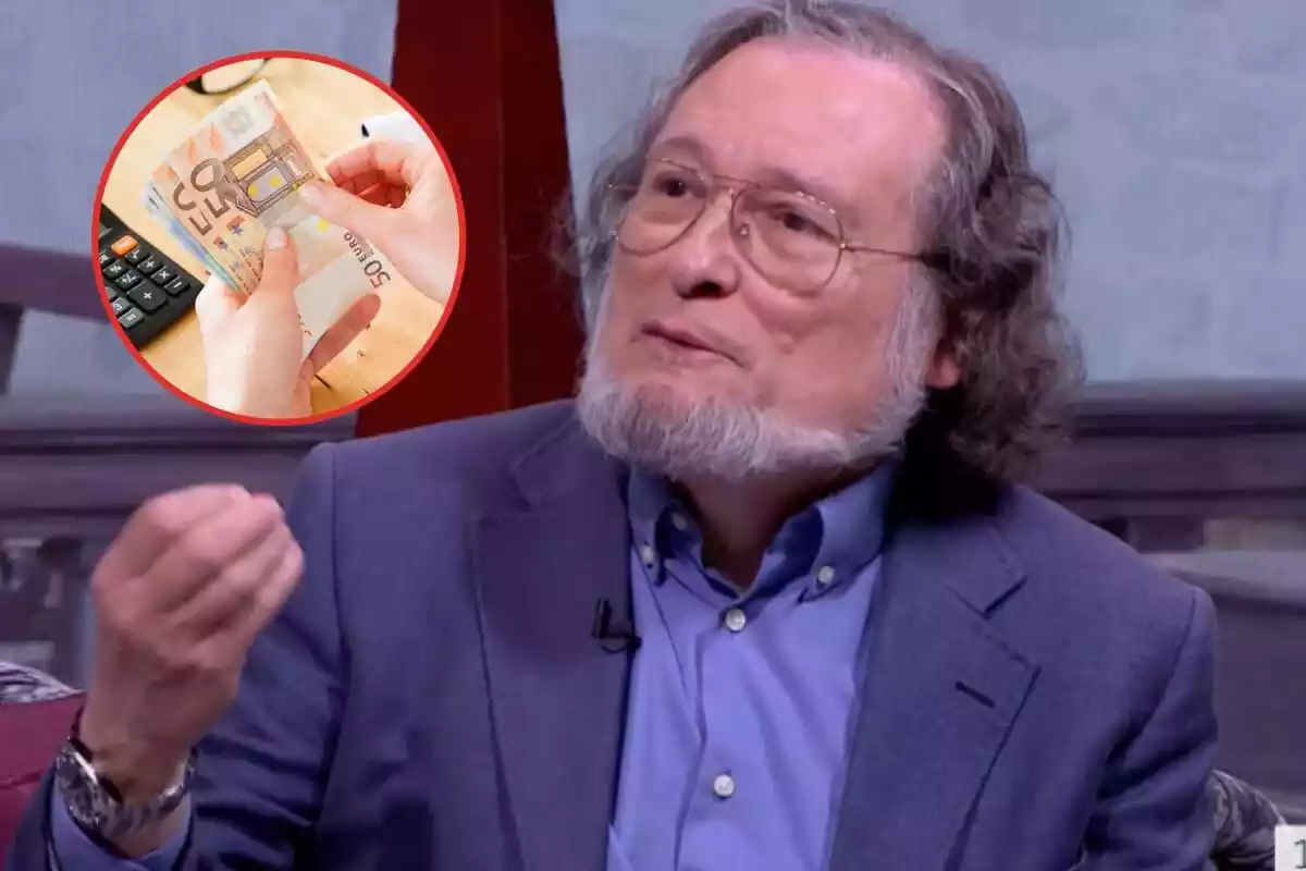 Muntatge amb Santiago Niño Becerra i bitllets de 50 euros