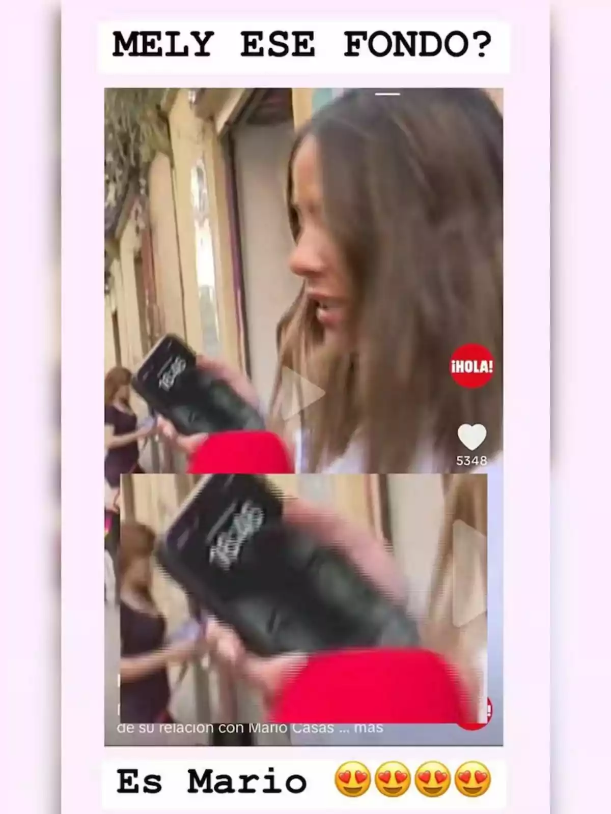 Melyssa Pinto mostrant la pantalla del seu mòbil on es veu el nom Mario com a fons, acompanyada de text a la imatge que ressalta el fons del telèfon i emojis de cors. Melyssa Pinto mostrant la pantalla del seu mòbil on es veu el nom Mario com a fons, acompanyada de text a la imatge que ressalta el fons del telèfon i emojis de cors.