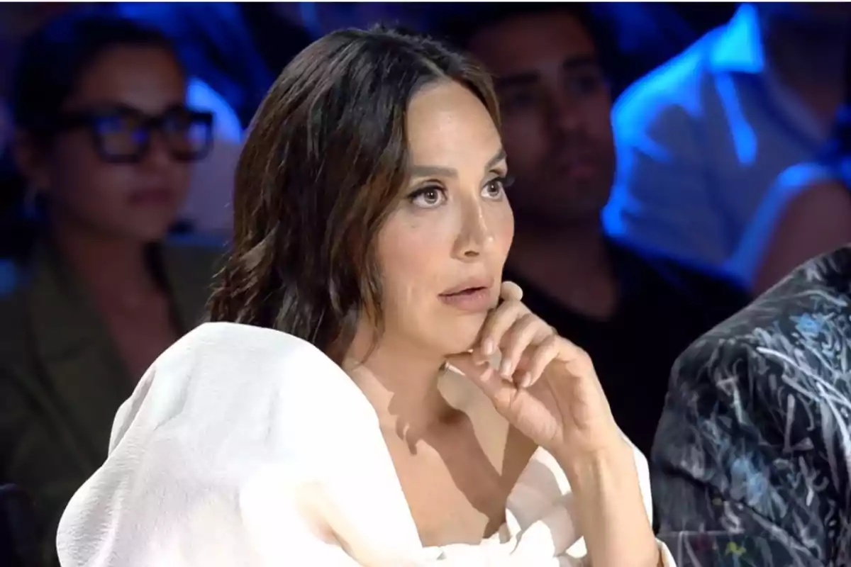 Tamara Falcó, amb expressió pensativa i de sorpresa, al programa 'Got Talent' Tamara Falcó, amb expressió pensativa i de sorpresa, al programa 'Got Talent'