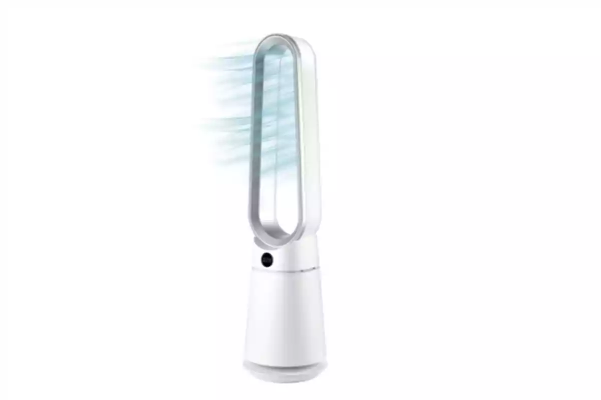 Ventilador sense aspes de disseny modern amb flux d'aire visible. Ventilador sense aspes de disseny modern amb flux d'aire visible.
