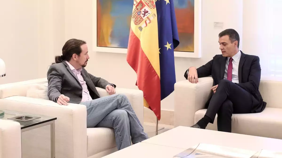 Pablo Iglesias i Pedro Sánchez a La Moncloa