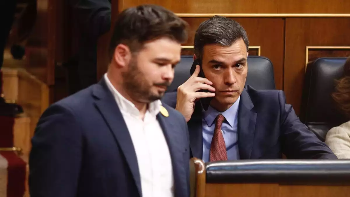 Gabriel Rufián i Pedro Sánchez al Congrés dels Diputats