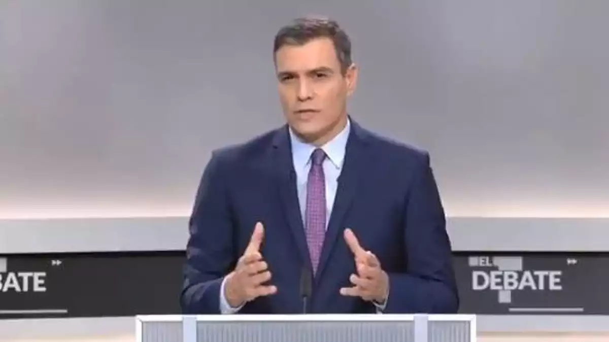 Pedro Sánchez durant el debat d'aquest dilluns a TVE