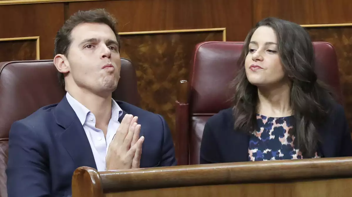 Albert Rivera i Inés Arrimadas al Congrés dels Diputats durant el debat d'investidura (23-07-19)