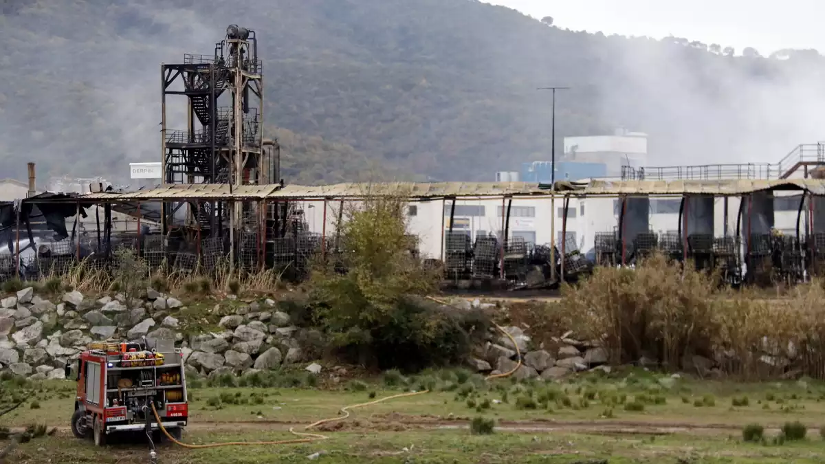 Pla de la zona cremada durant l'incendi de la fàbrica de Montornès del Vallès l'11 de desembre del 2019