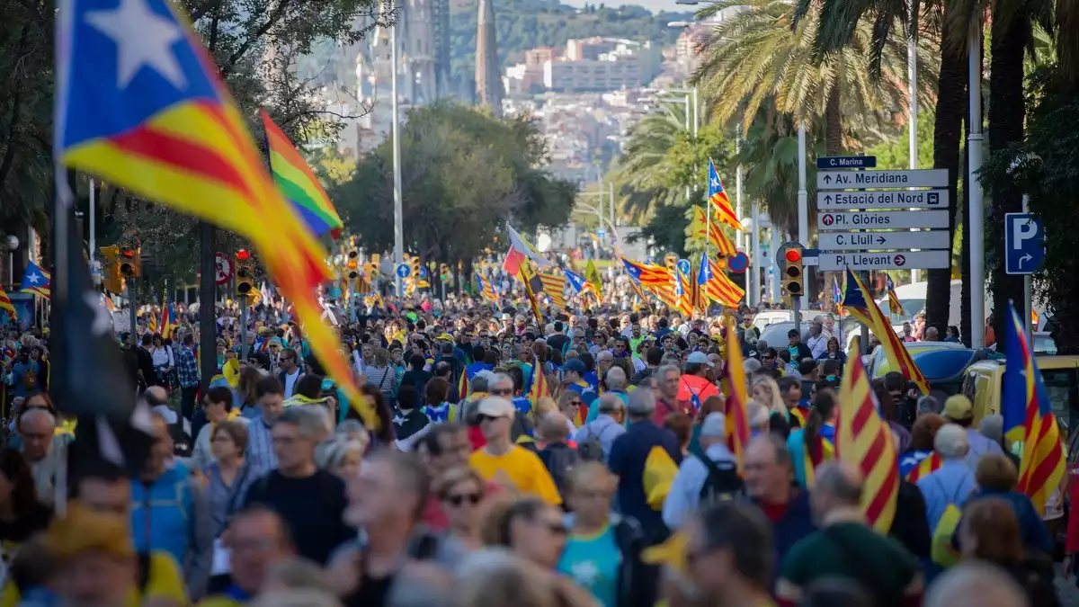 Milers de persones s'han sumat a la gran manifestació d'aquest dissabte a Barcelona