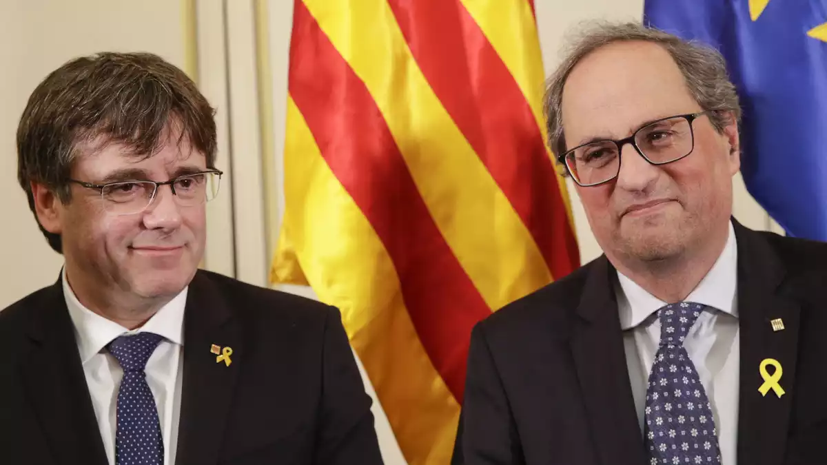 Puigdemont i Torra a una roda de premsa (18-02-19)