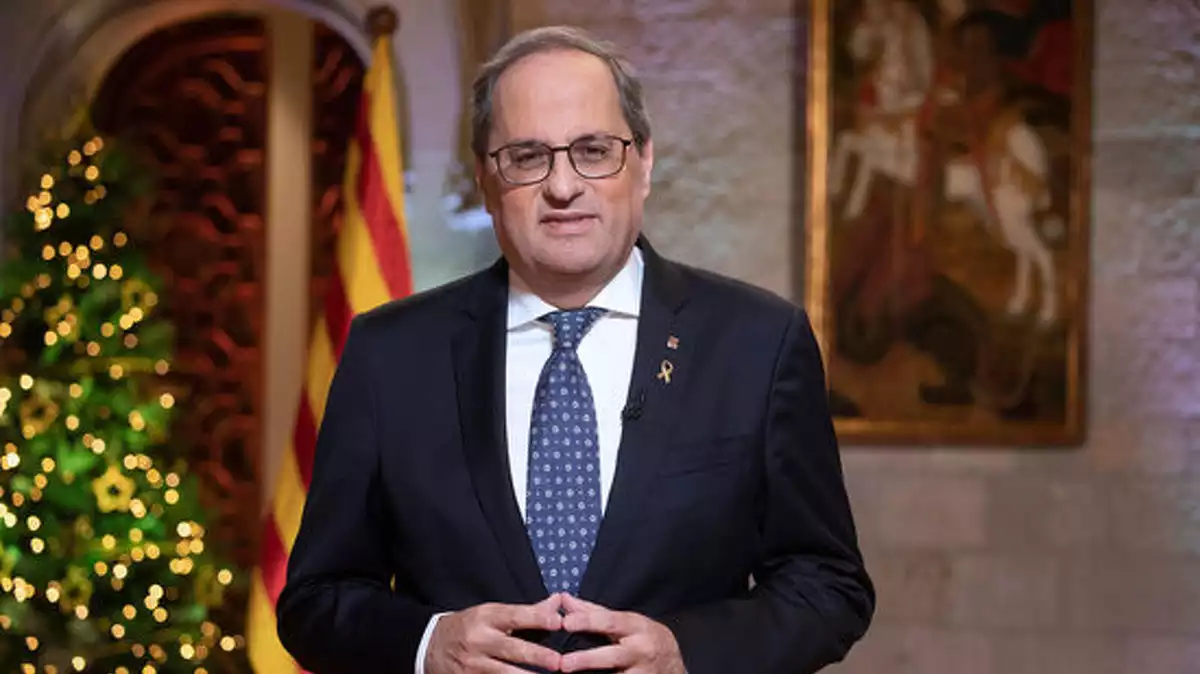 El president de la Generalitat, Quim Torra, pronunciant el discurs institucional de Cap d'Any el 30 de desembre del 2019
