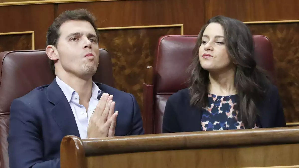 Albert Rivera i Inés Arrimadas al Congrés dels Diputats durant el debat d'investidura (23-07-19)