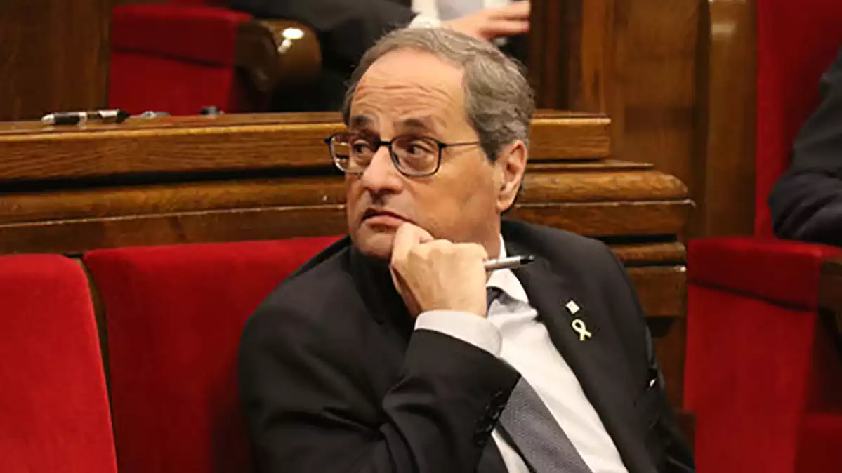 El president de la Generalitat, Quim Torra, durant el ple del Parlament el 4 de gener de 2020