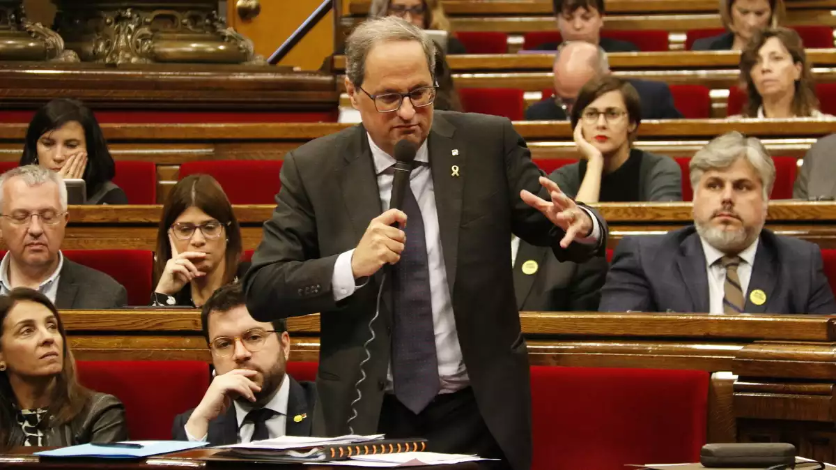 Imatge del president del govern català, Quim Torra, durant la sessió de control d'aquest dimecres, 23 d'octubre.