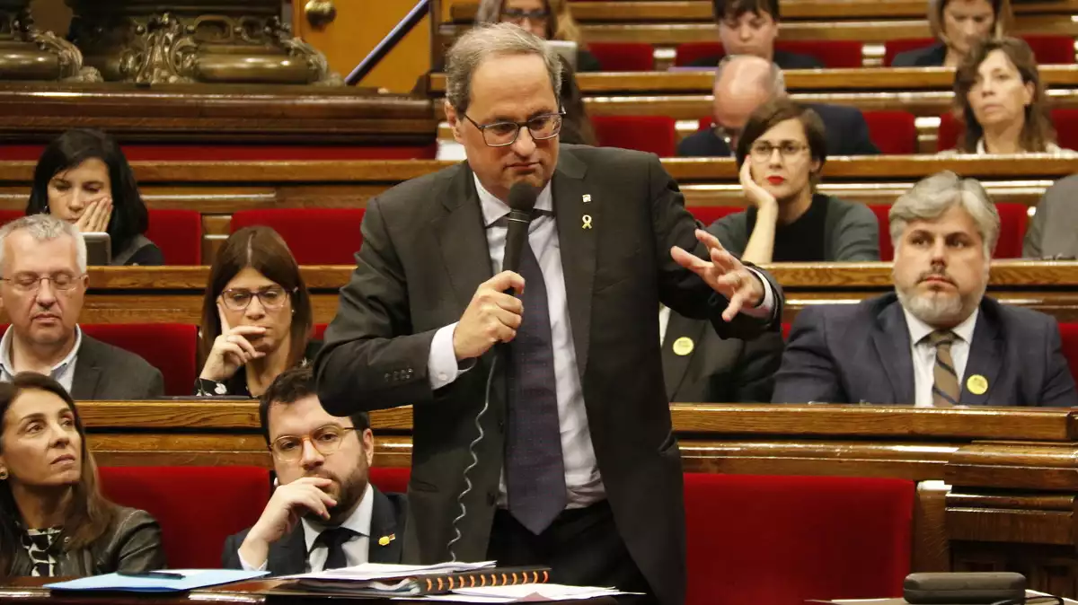 Imatge del president del govern català, Quim Torra, durant la sessió de control d'aquest dimecres, 23 d'octubre.