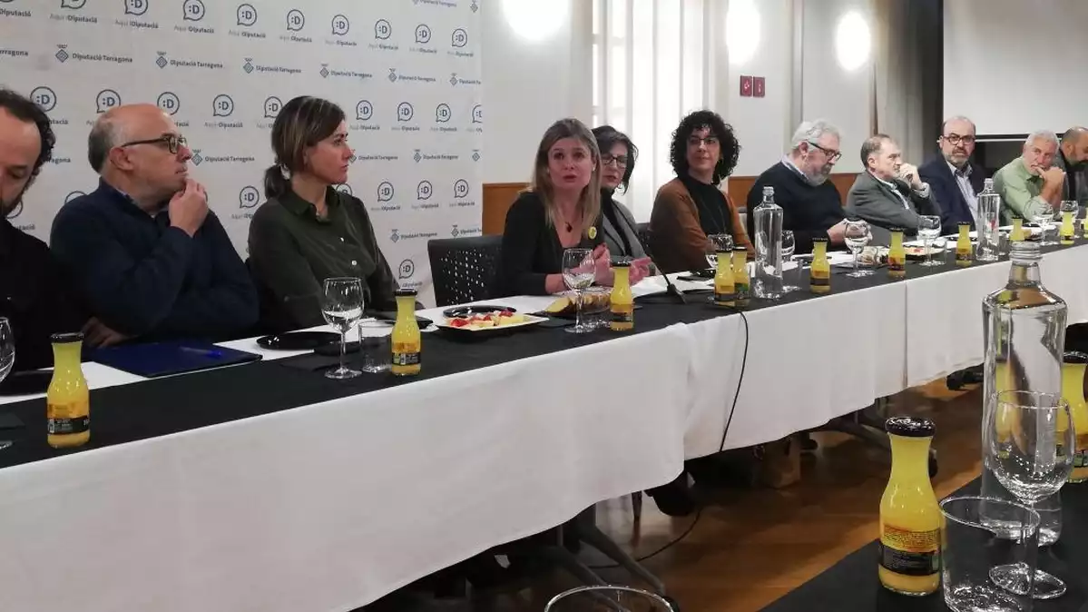 La presidenta de la Diputació de Tarragona, Noemí Llauradó, durant l'esmorzar amb la premsa local aquest dilluns, 27 de gener, al Palau de la Diputació