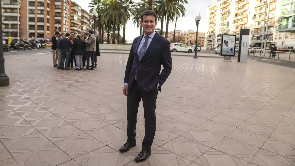 L'exprimer ministre francès, Manuel Valls, a la rambla Lluís Companys de Tarragona