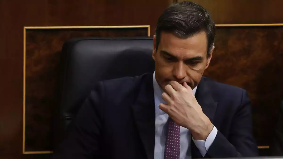 Pedro Sánchez durante la primera sesión de investidura en el Congreso de los Diputados, Madrid, el sábado, 4 de enero de 2020
