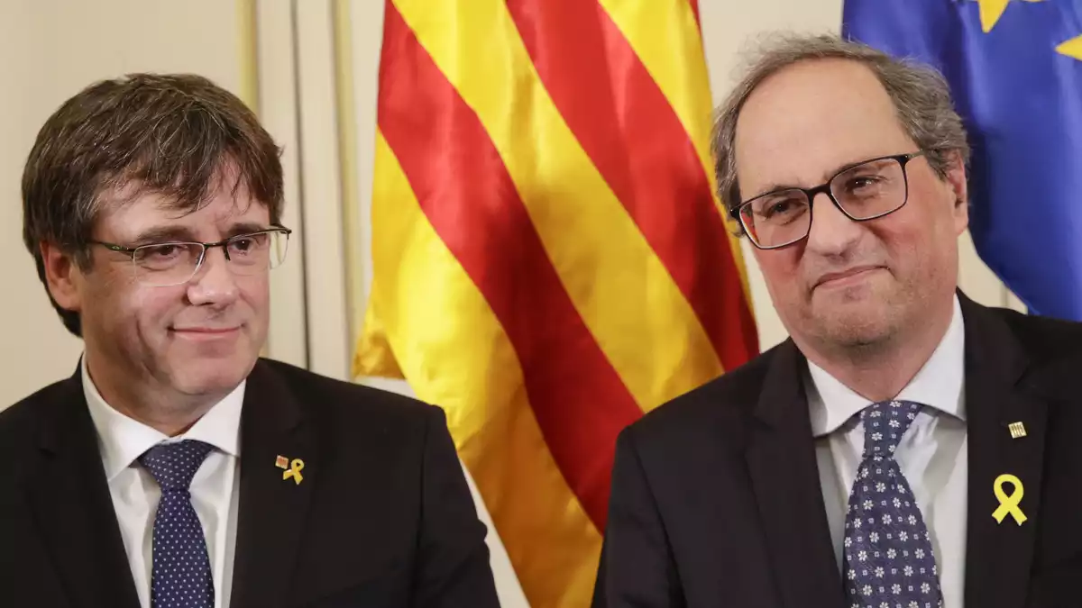 Puigdemont i Torra a una roda de premsa (18-02-19)